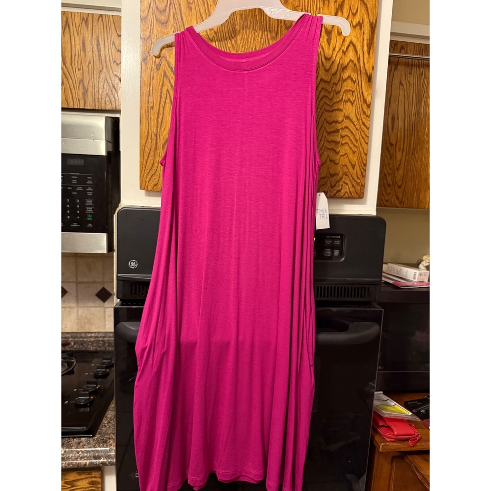 Time & Tru Womens Sleeveless Relaxed Fit Knit Dress Lolita Pink‎ Large 12-14 NEW